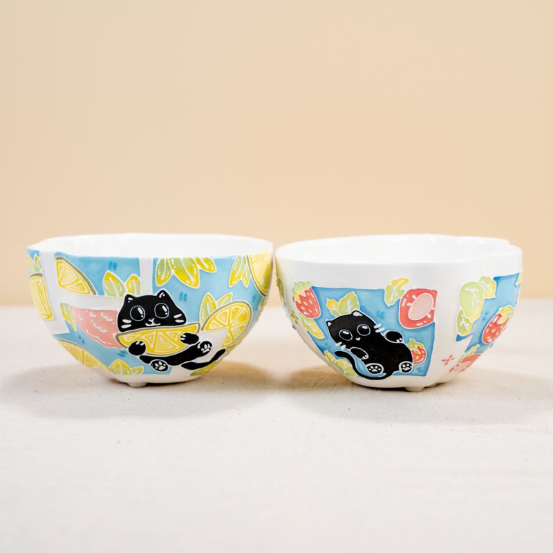 陶瓷可爱猫咪饭碗 送给朋友的完美乔迁礼物 有趣手工制作 - 碗 - 陶 多色