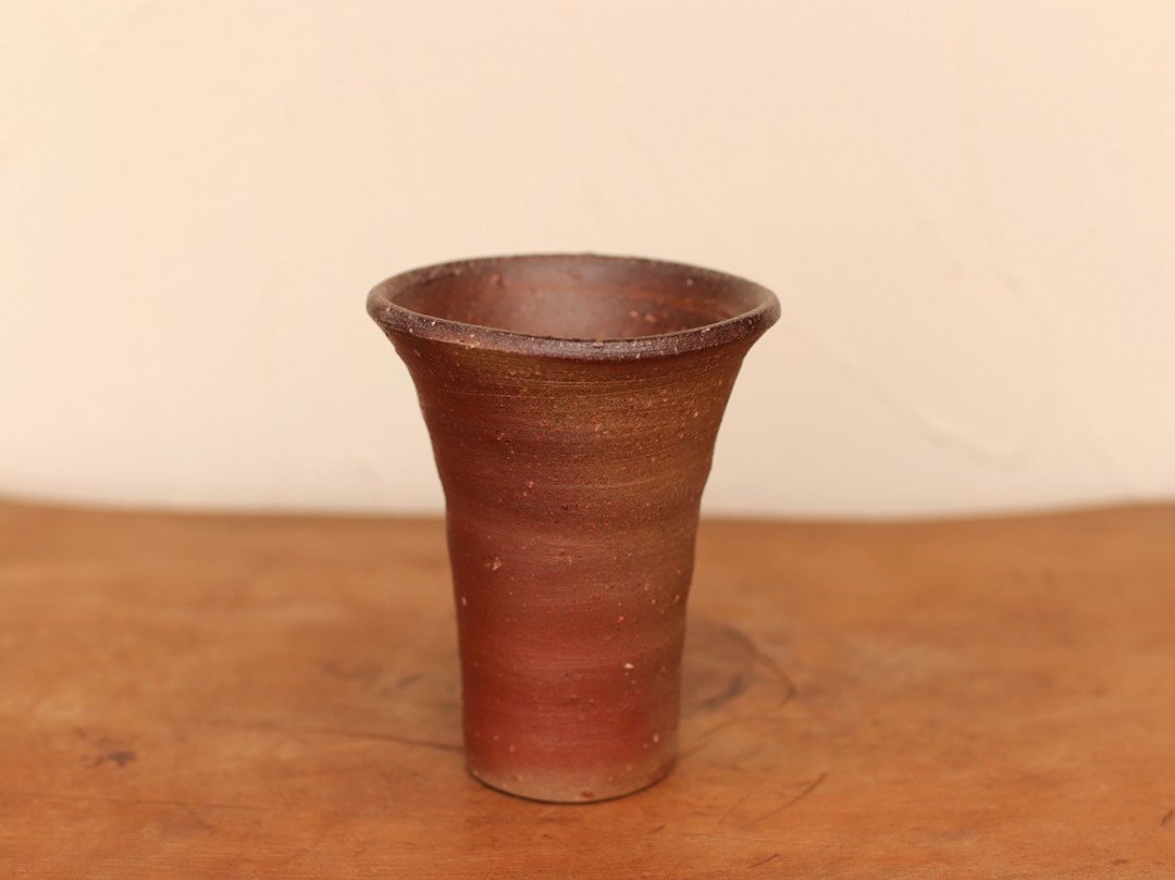 Bizen ware drinking sake (middle) b2-045 - 其他杯子 - 陶 咖啡色