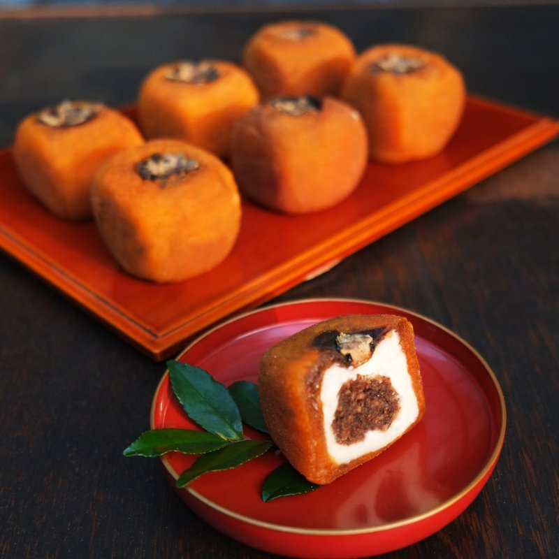 柿菓子礼盒 | 霜降白豆沙柿饼 枣心・栗心 八入装 - 蛋糕/甜点 - 新鲜食材 橘色