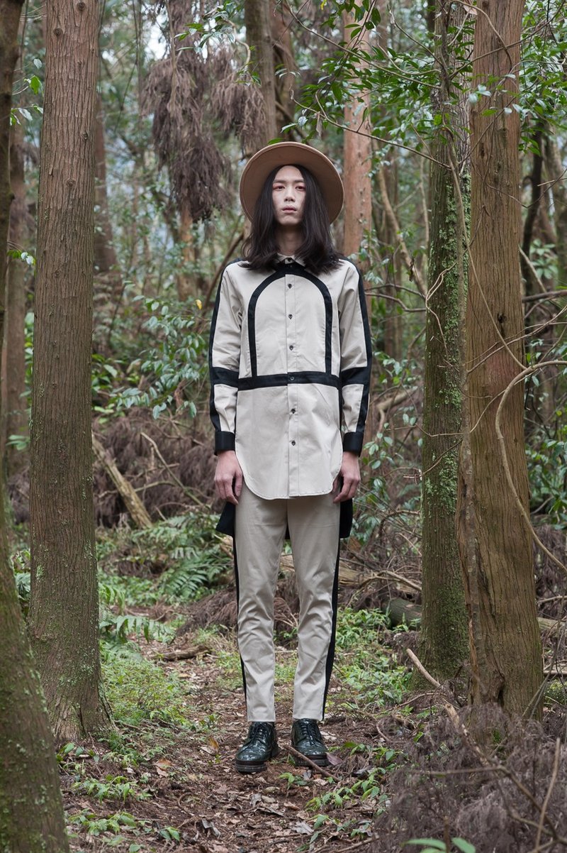 教堂窗花框架拼接衬衫(161T07) - 男装衬衫 - 其他材质 卡其色