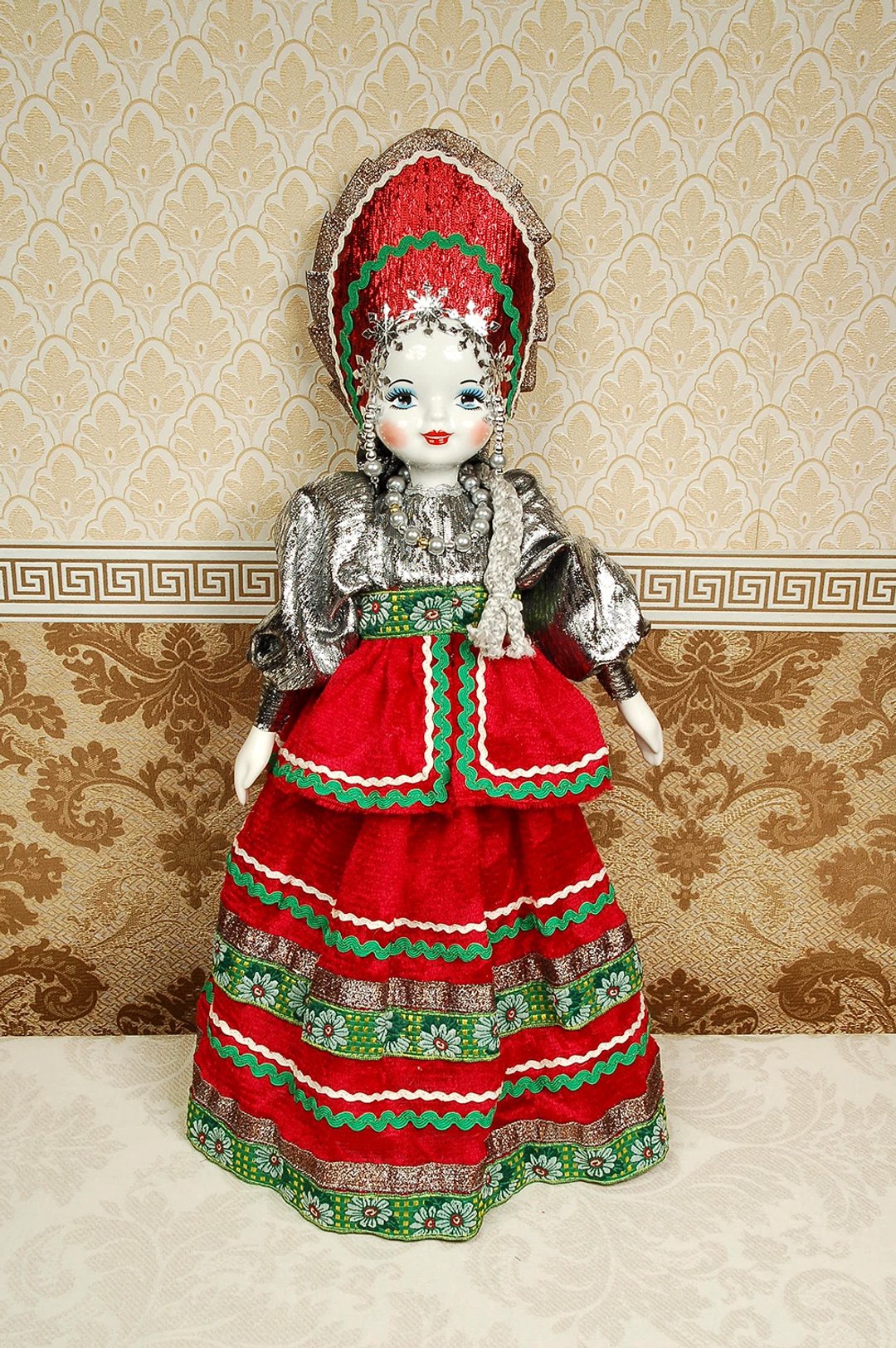 Red Porcelain Art Doll 19 inches Collectible unique handmade folk gift - 墙贴/壁贴 - 瓷 