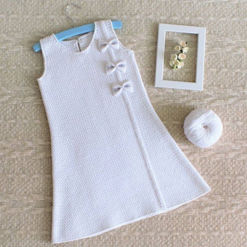Crochet baby dress pattern pdf, toddler sundress digital download - 编织/刺绣/羊毛毡/裁缝 - 棉．麻 白色