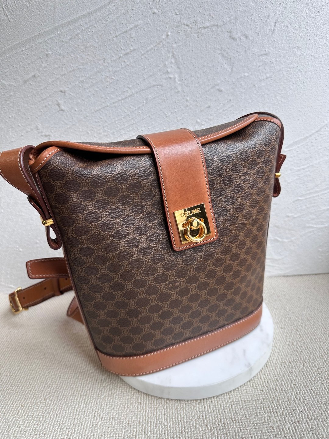 中古包 Celine Vintage 中古棕花薯条斜背包 - 侧背包/斜挎包 - 防水材质 咖啡色