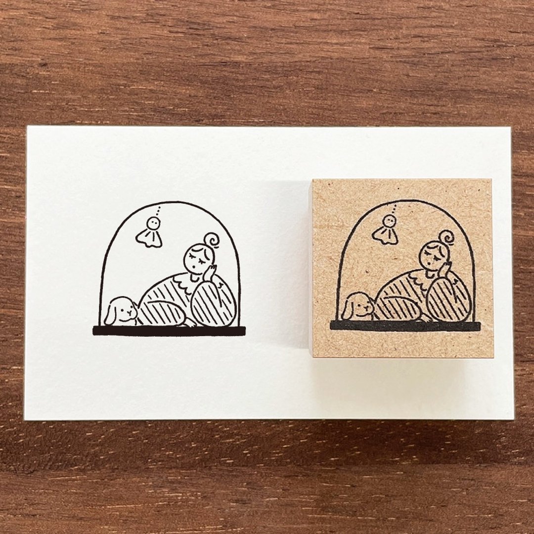 玛露酱 插画印章 祈雨娃娃 6月 橡胶印章 女孩 日本制 a-117 - 印章/印台 - 木头 