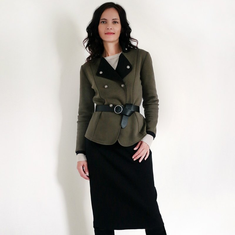 温暖女款外套 | 加厚针织外套 | 卡其色女款外套 - 女装西装外套/风衣 - 其他材质 绿色