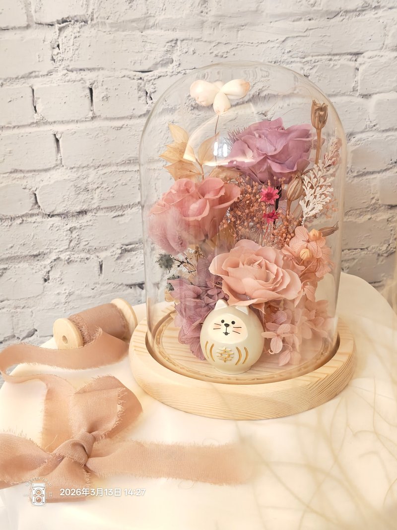 绮思艺想 - 玫瑰/康乃馨不凋花 玻璃花盅 - 干燥花/捧花 - 植物．花 多色