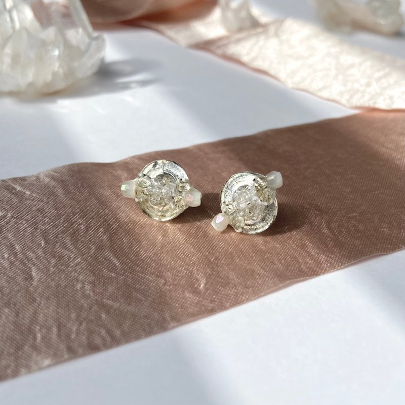 冰晶4号 - 耳环/耳夹 - 玻璃 银色