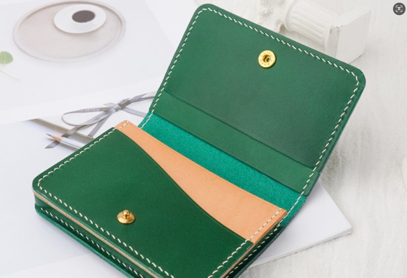 簡約手作 手工牛皮植鞣皮撞色零钱包 - 其他 - 真皮 多色