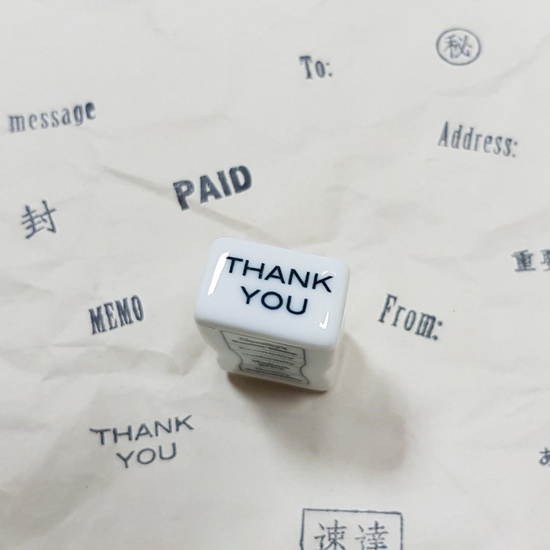 仓敷意匠 事务用瓷器印章【THANK YOU (20451-06)】 - 印章/印台 - 陶 白色