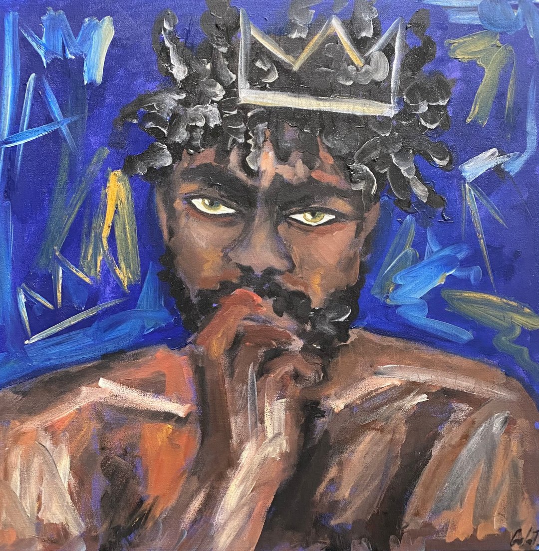 是时候改变了 人物肖像 布面油画 表现主义艺术 抽像人物肖像 国 - 墙贴/壁贴 - 其他金属 蓝色