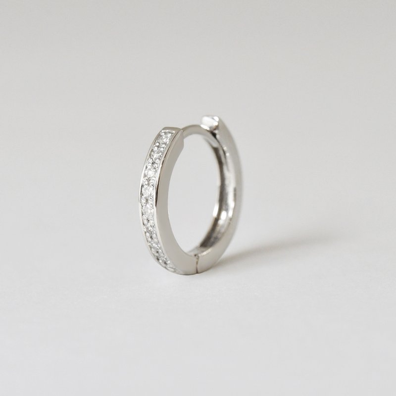 【Solo Earring】 钻石 0.04克拉 大号易扣圈形单边耳环 (铂金) - 耳环/耳夹 - 贵金属 