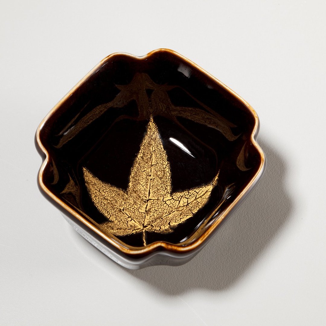 秋意枫华 木叶天目四方倭角茶杯 80cc 莺歌烧认证 - 茶具/茶杯 - 瓷 咖啡色