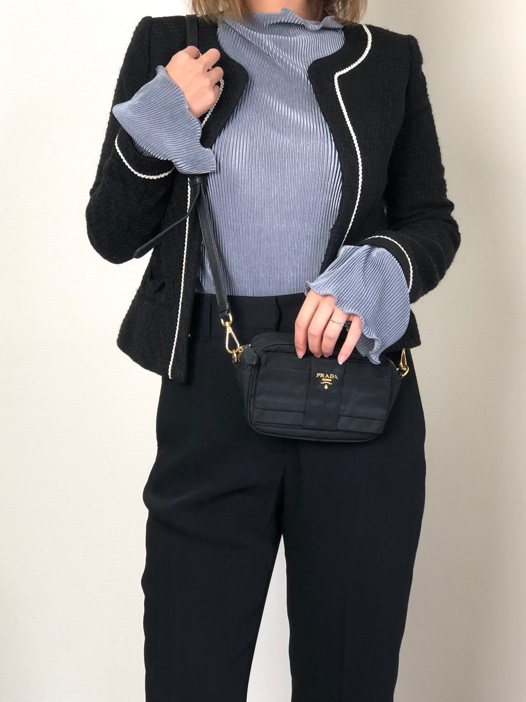 【 日本直送 名牌中古包 】PRADA 普拉达 侧背包 黑色 Logo 尼龙 迷你包 vintage 古着 old xg8z8w - 侧背包/斜挎包 - 尼龙 黑色
