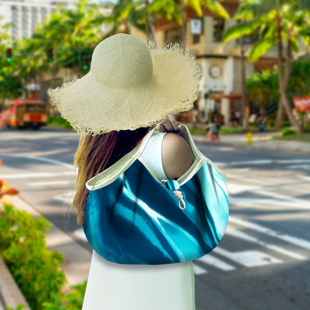 Hawaiian Ohana Bag【L-fit】Wailili - 侧背包/斜挎包 - 棉 蓝色
