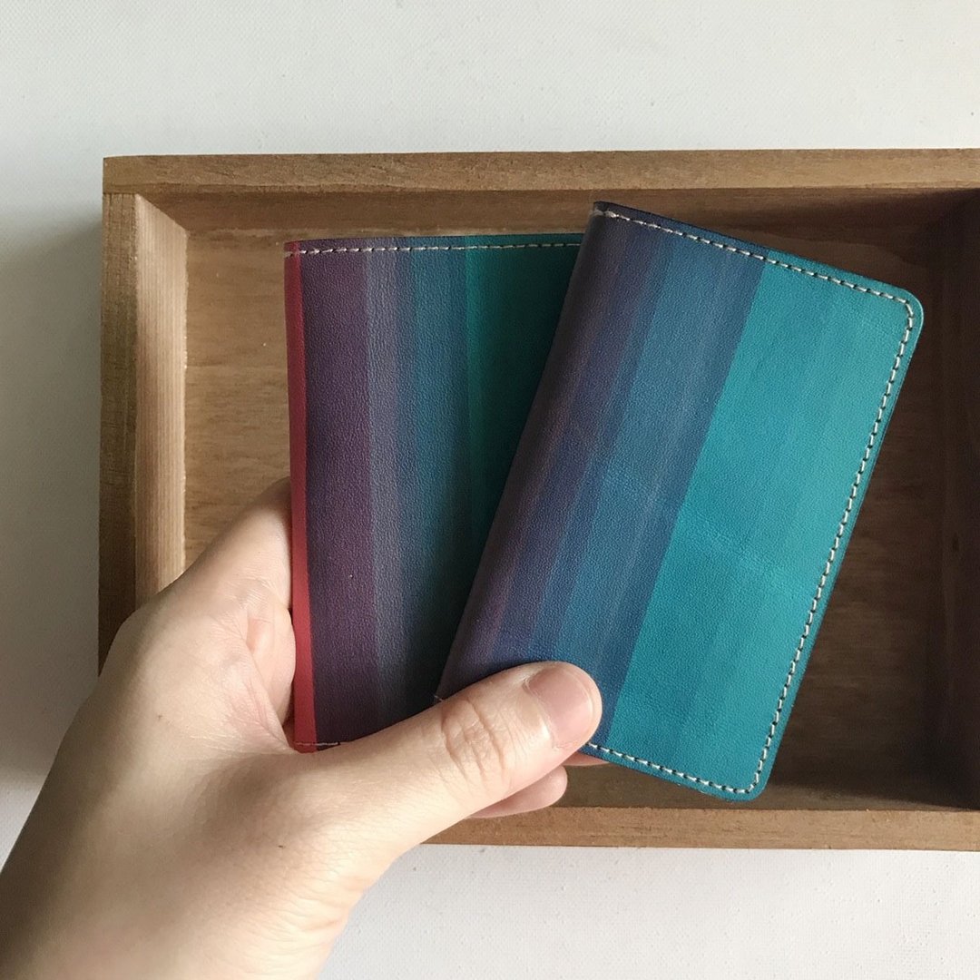 信用卡夹_超薄极简版_缤纷乐园_胭脂粉与里昂蓝_Card holder - 证件套/卡套 - 真皮 多色