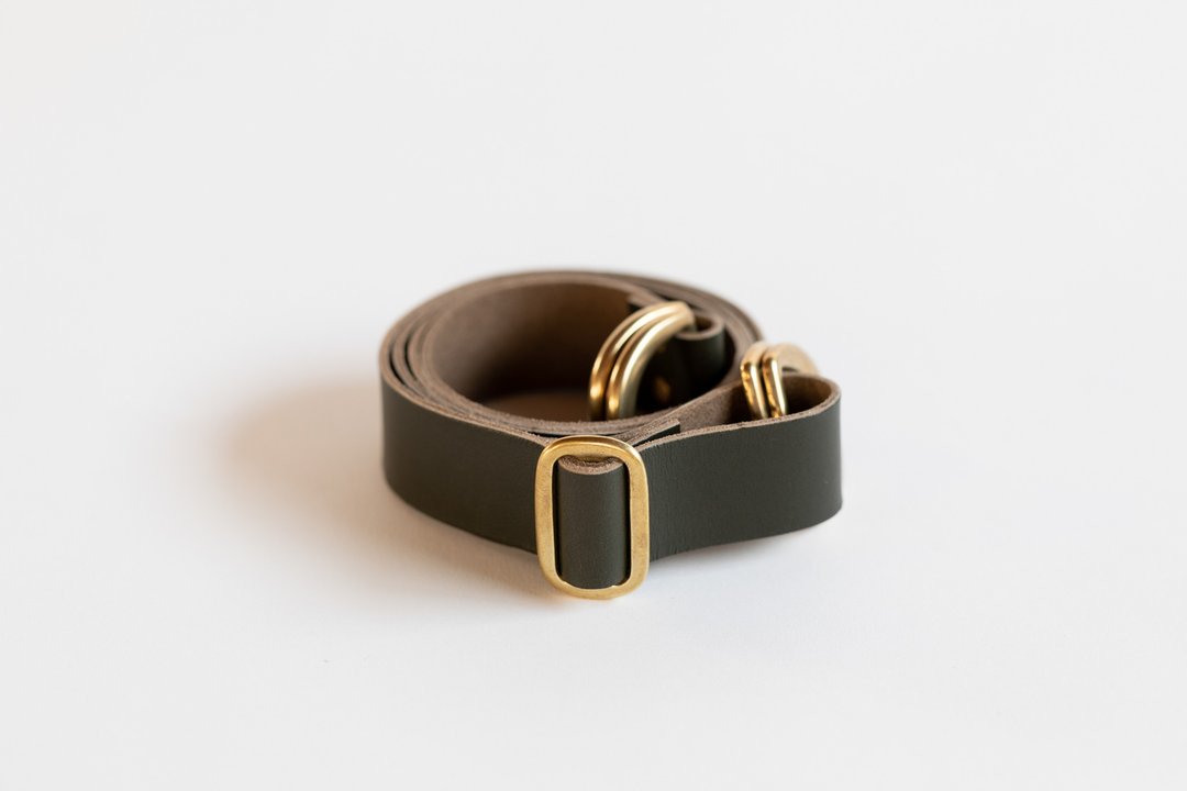 Adjustable Leather strap for furoshiki bag (Dark Olive) - 侧背包/斜挎包 - 真皮 绿色