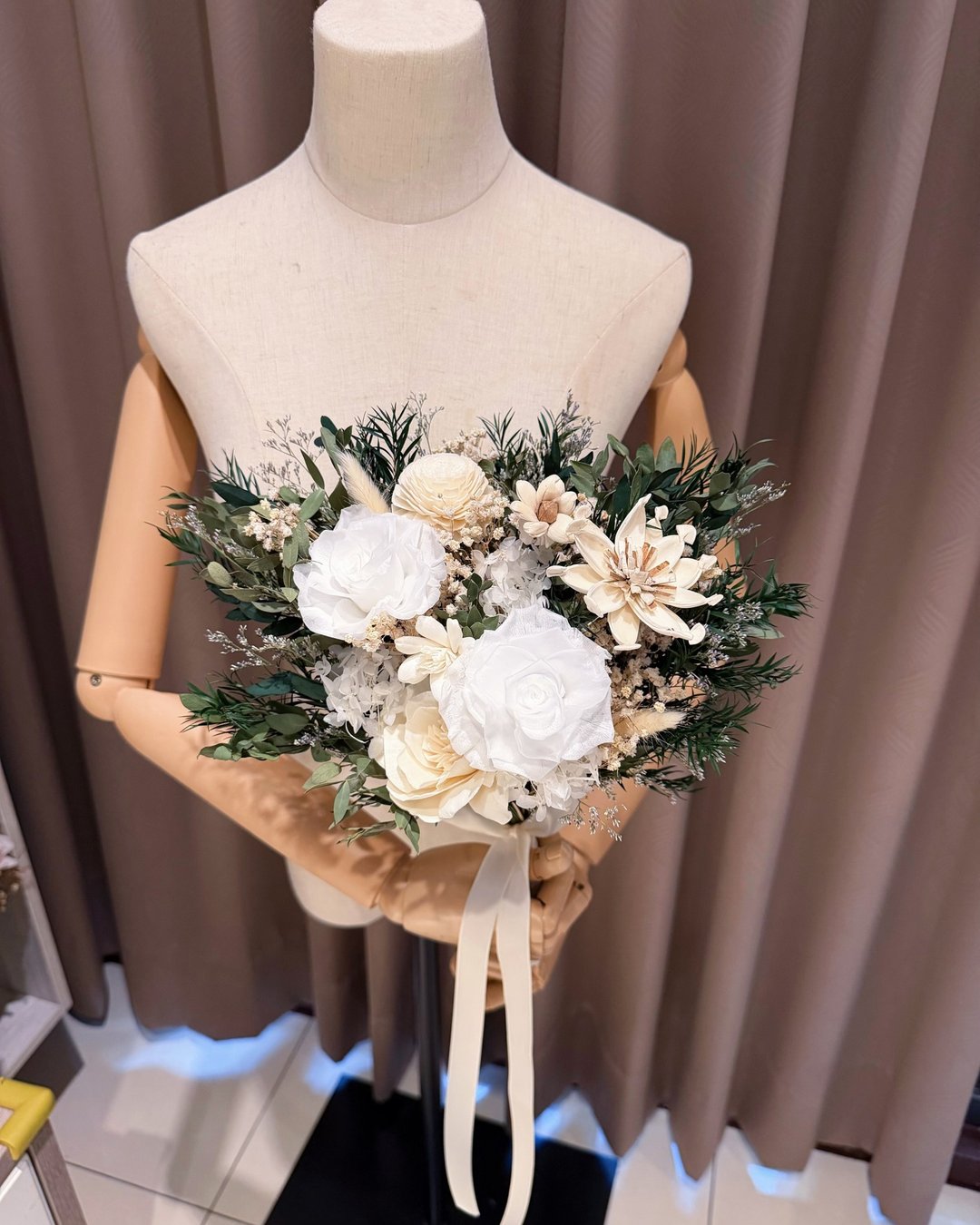 纯白森林永生捧花  新娘捧花 永生捧花 结婚捧花 干燥捧花 - 干燥花/捧花 - 植物．花 