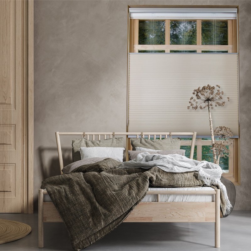 浅米上下开合双循环珠链半遮光蜂巢帘 (Alabaster) - 门帘/门牌 - 聚酯纤维 