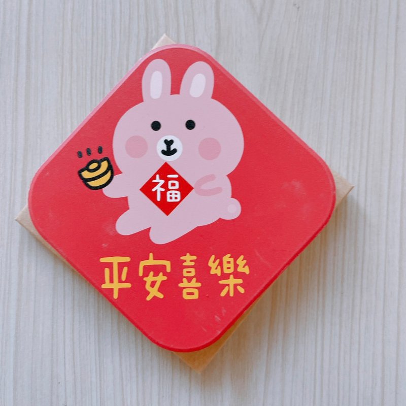兔年 平安喜乐 吸水杯垫 方形 - 杯垫 - 瓷 白色