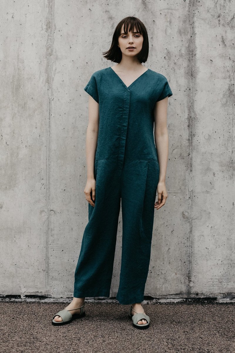Linen Jumpsuit Motumo 18K1 - 背带裤/连体裤 - 亚麻 