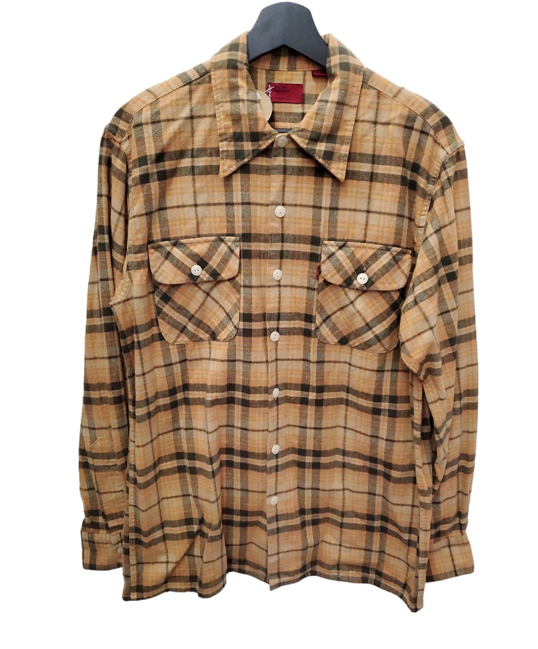 有礼貌穿搭  日本古着 levis 法兰绒 格纹 双口袋 长衬 M号 - 男装衬衫 - 棉 多色