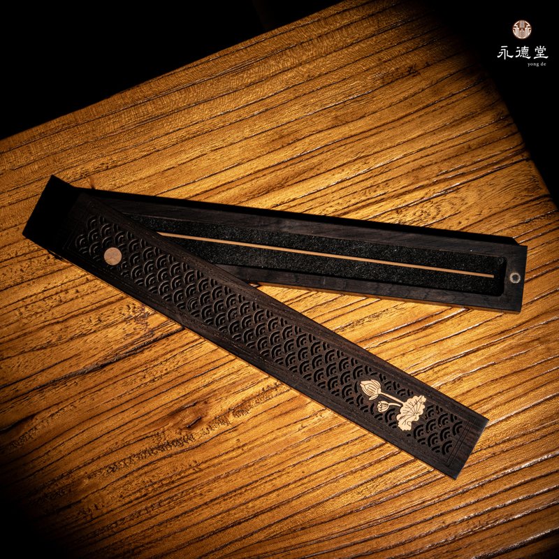 荷塘黑檀香座 - 香薰/精油/线香 - 木头 咖啡色