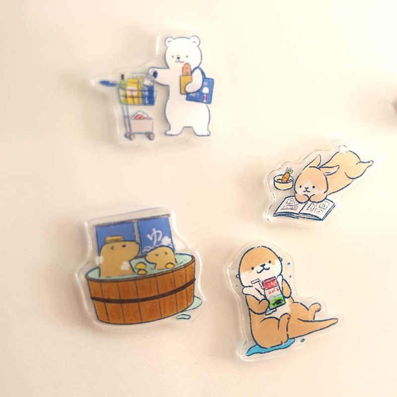 可爱小动物生活亚克力冰箱贴水獭水豚白熊兔兔 - 摆饰 - 压克力 