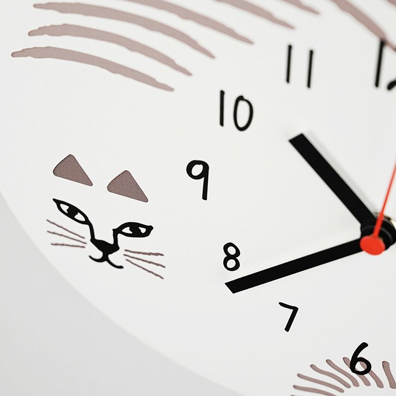 Chubby- 胖嘟嘟猫咪 静音 时钟 挂钟 - 时钟/闹钟 - 木头 白色