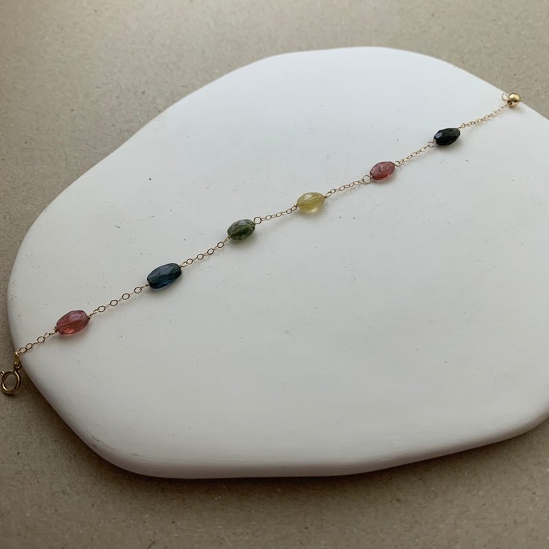 14KGF 椭圆糖果碧玺手链 - 手链/手环 - 半宝石 多色