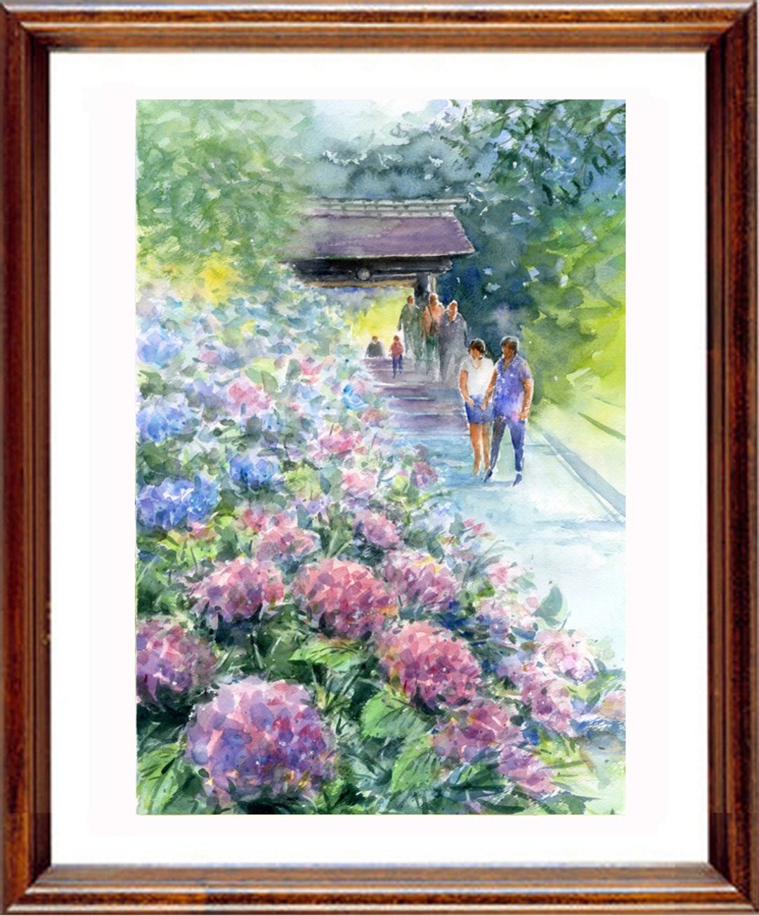 Watercolor original hydrangea, Kamakura - 海报/装饰画/版画 - 纸 紫色
