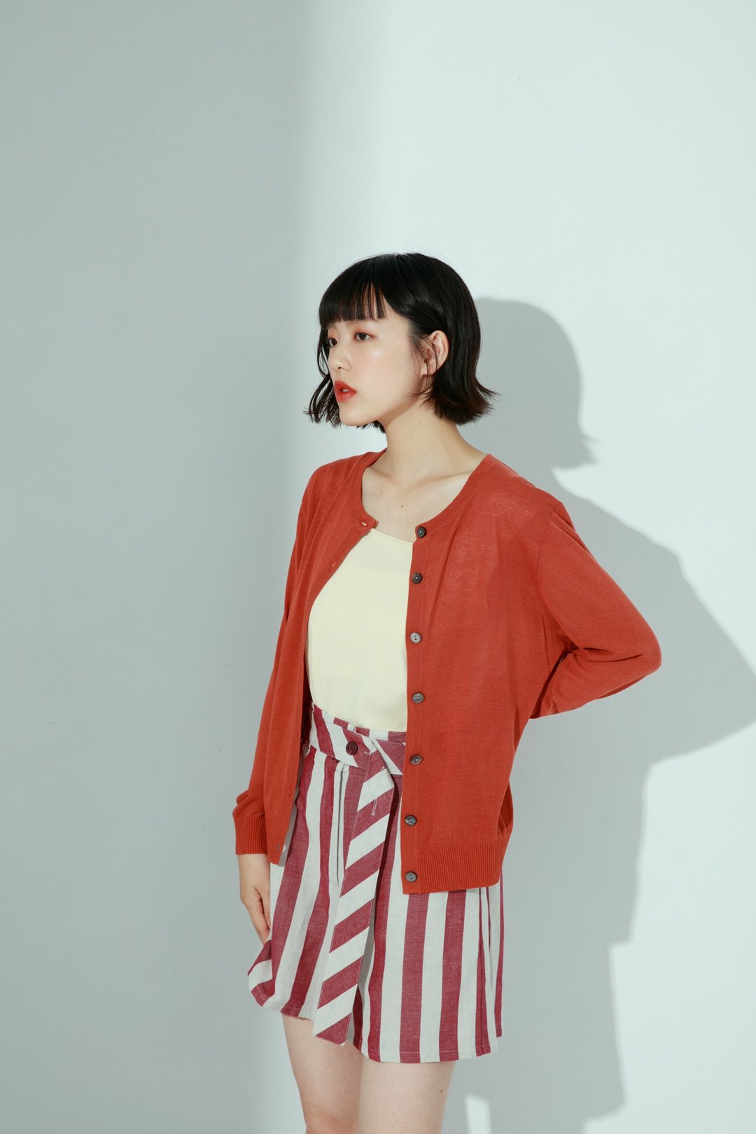 随安针织软纹外套-蜜红(红) - 女装休闲/机能外套 - 其他人造纤维 红色