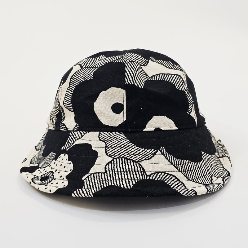 【HiGh MaLi】宽檐棒球帽 | 黑和风椿花 #修饰脸型#遮阳#日本布 - 帽子 - 棉．麻 蓝色