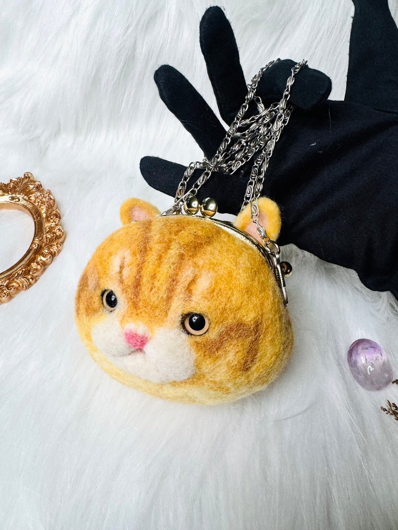 猫咪羊毛毡链包 - 零钱包 - 羊毛 金色