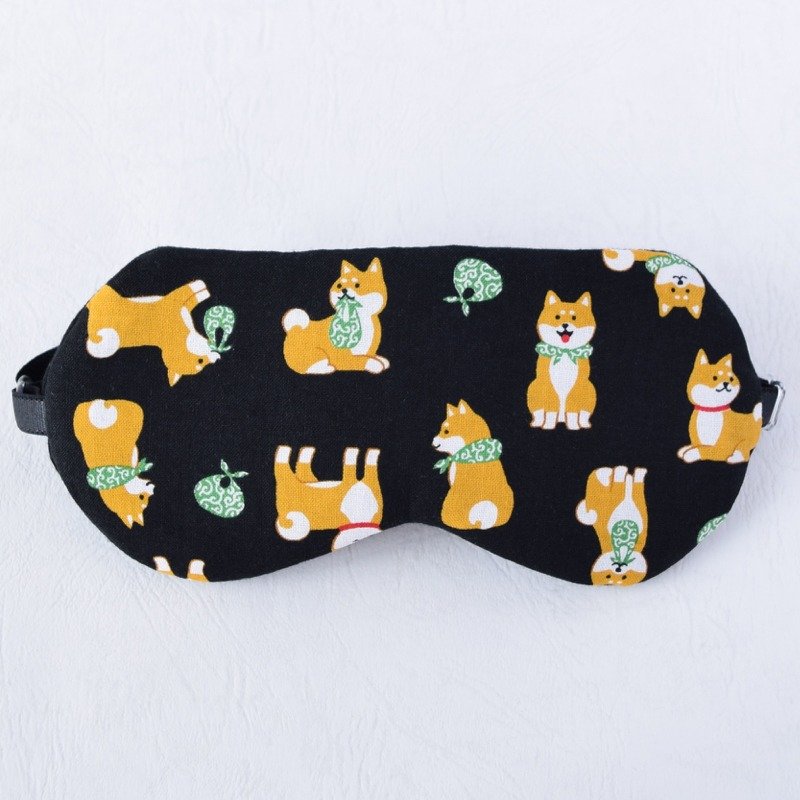 【儿童】日本眼罩 | 柴犬 | 黒色 | 有附收纳袋 - 眼罩 - 棉．麻 黑色