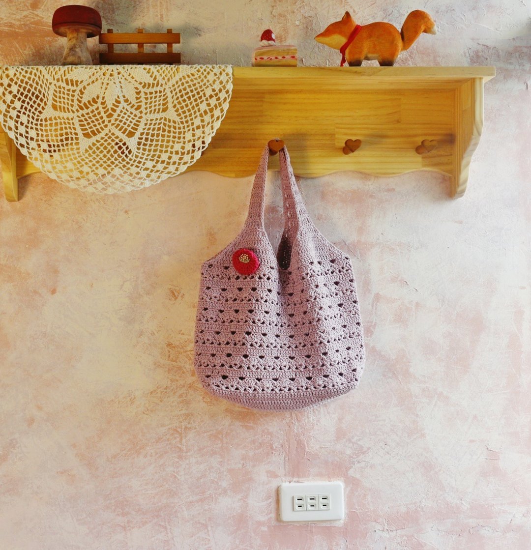 【订制】Handmade手工编织/棉绳编织手提包/购物袋/托特包 - 手提包/手提袋 - 棉 粉红色