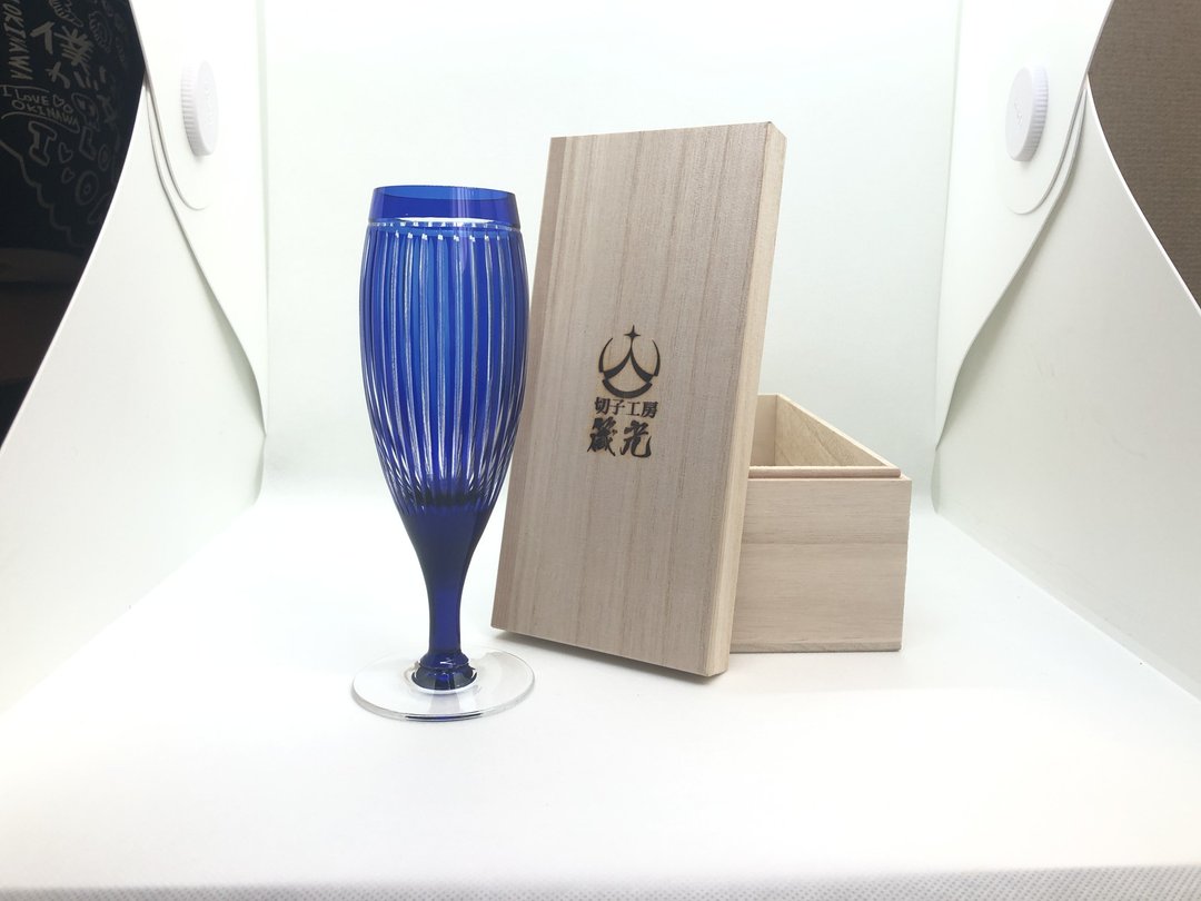 Bamboo forest flute champagne glass - 酒杯/酒器 - 玻璃 蓝色