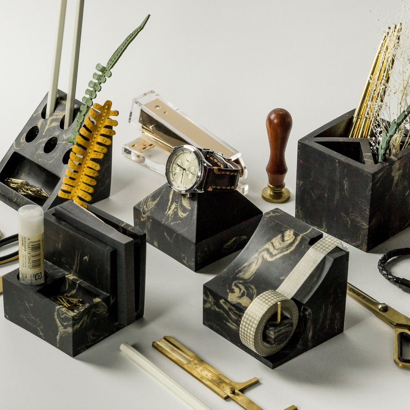 再生大理石。积木文具收纳系列。任选三件组。黑 - 其他 - 石头 黑色
