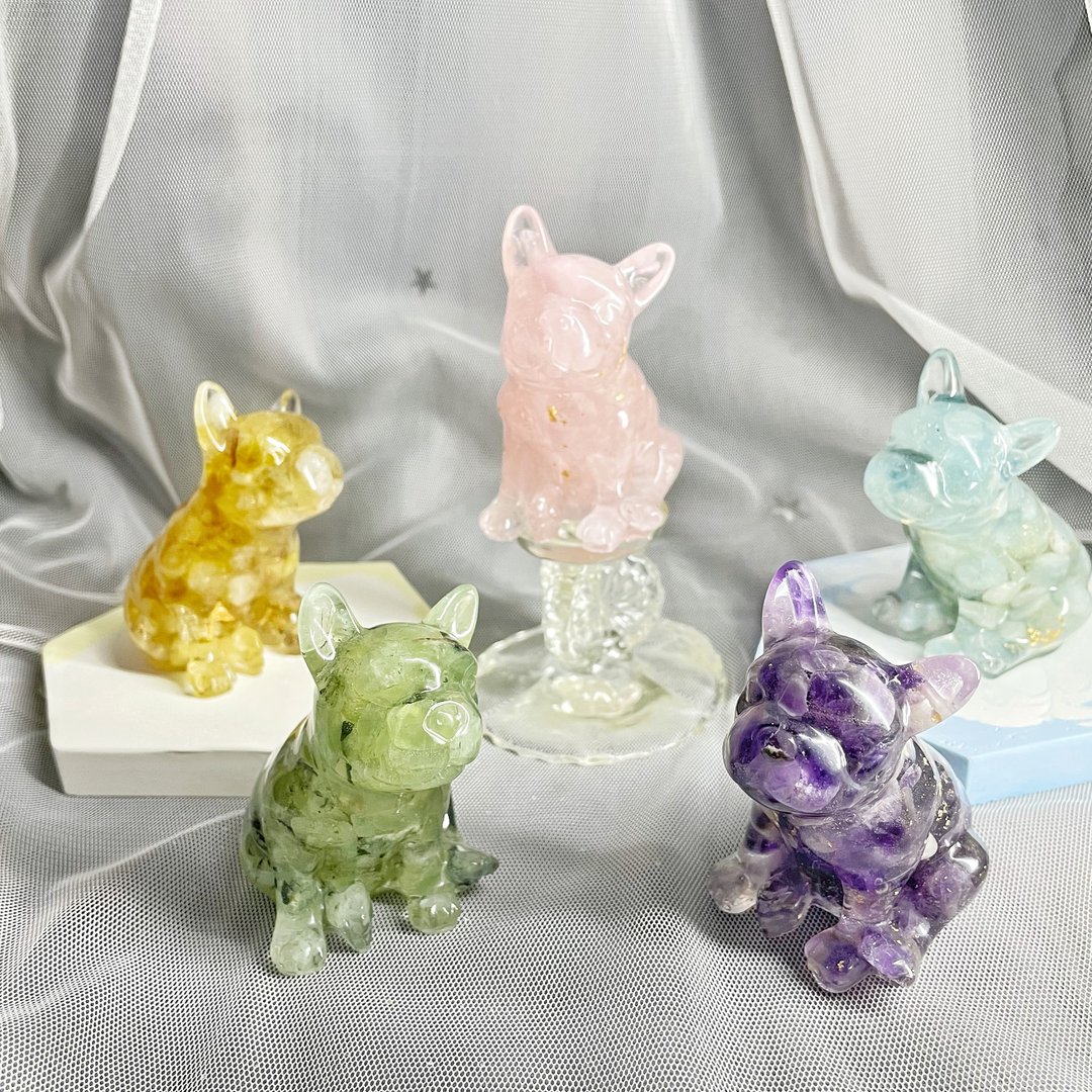 【手工制作】天然能量水晶法斗犬/水晶摆饰 - 摆饰 - 水晶 