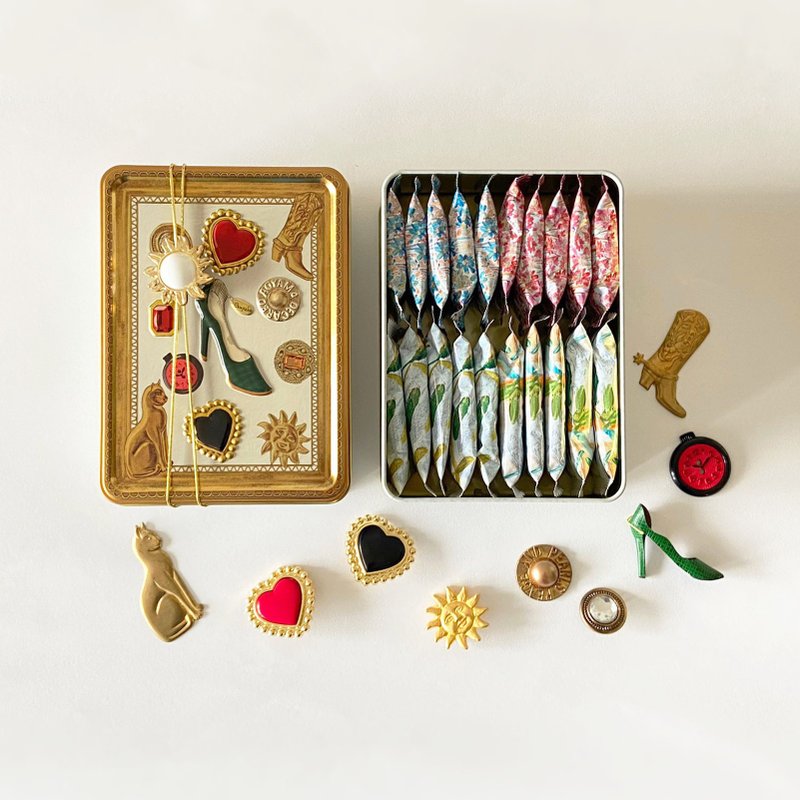 珠宝纽扣罐 - 巧克力 - 其他金属 