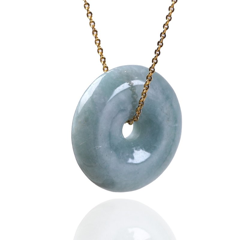 【愿·平安】湖水绿翡翠平安扣项链 | 天然缅甸玉翡翠A货 | 送礼 - 项链 - 玉石 绿色