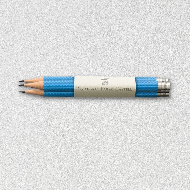 【Graf von Faber-Castell】补充用绳纹完美铅笔3入-海湾蓝 - 铅笔/自动铅笔 - 其他材质 蓝色