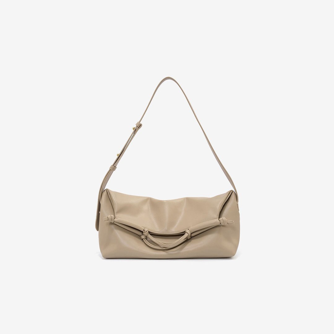 Kana Bag 玉米基纯素皮革 手提包 斜背包 米色 - 手提包/手提袋 - 人造皮革 卡其色