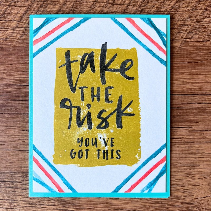 take THE risk you'VE GOT THIS 简单 线条 肯定 鼓励 赞赏卡 - 卡片/明信片 - 纸 绿色