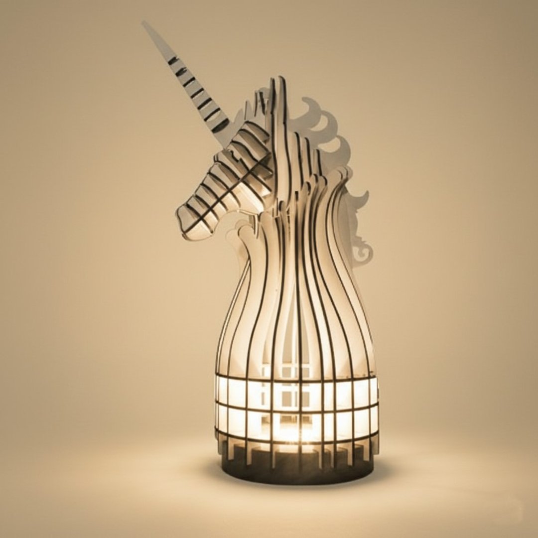 独角兽灯罩 UNICORN LIGHT 3D 立体纸艺 手作疗愈系夜灯 LED 灯 USB - 灯具/灯饰 - 纸 白色
