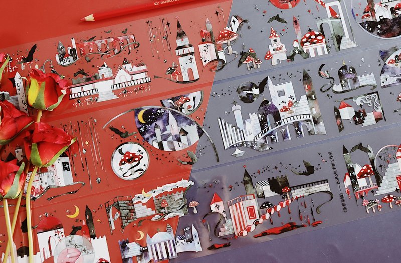 坠梦星城 PET 纸胶带 5米卷 - 纸胶带 - 其他材质 红色