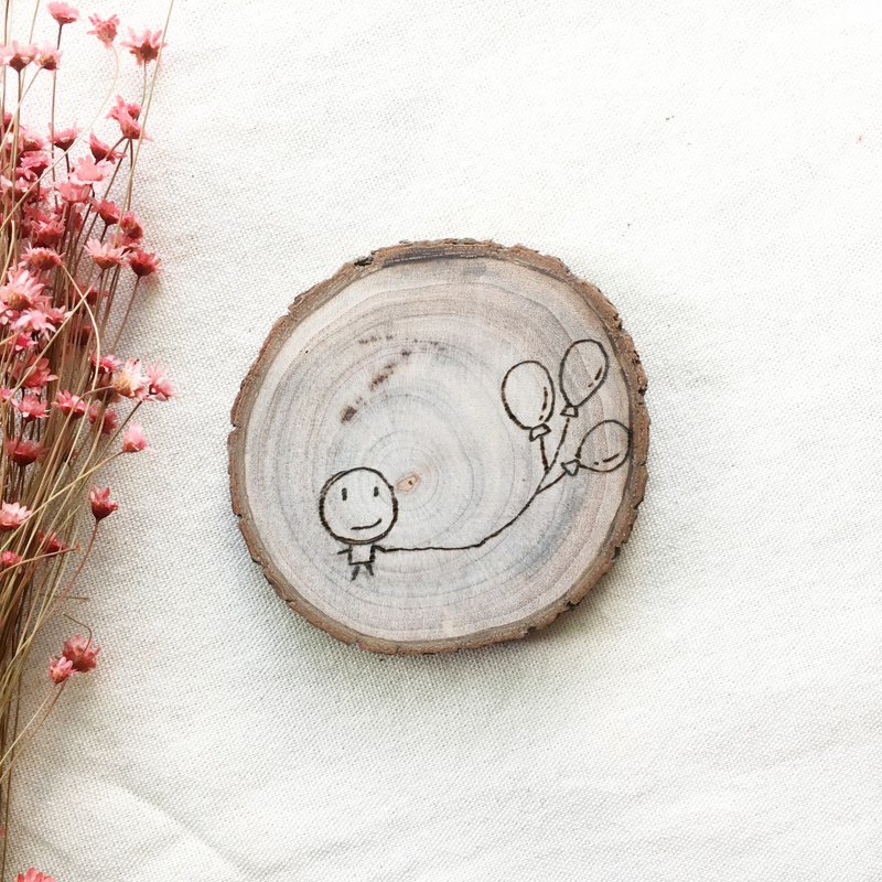 电烙原木吸水杯垫 樟木 - 杯垫 - 木头 