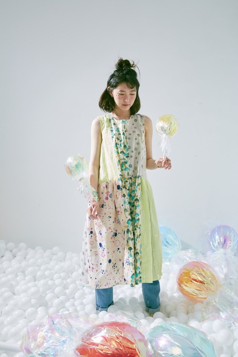 请勿直接下单拼拼拼罩衫式洋装下单前请私讯确认你想要的配布 - 洋装/连衣裙 - 纸 多色