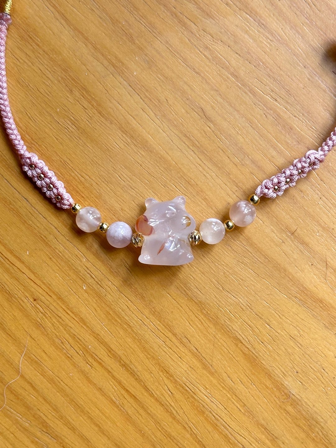 樱花玛瑙小仓鼠手绳 - 手链/手环 - 水晶 粉红色