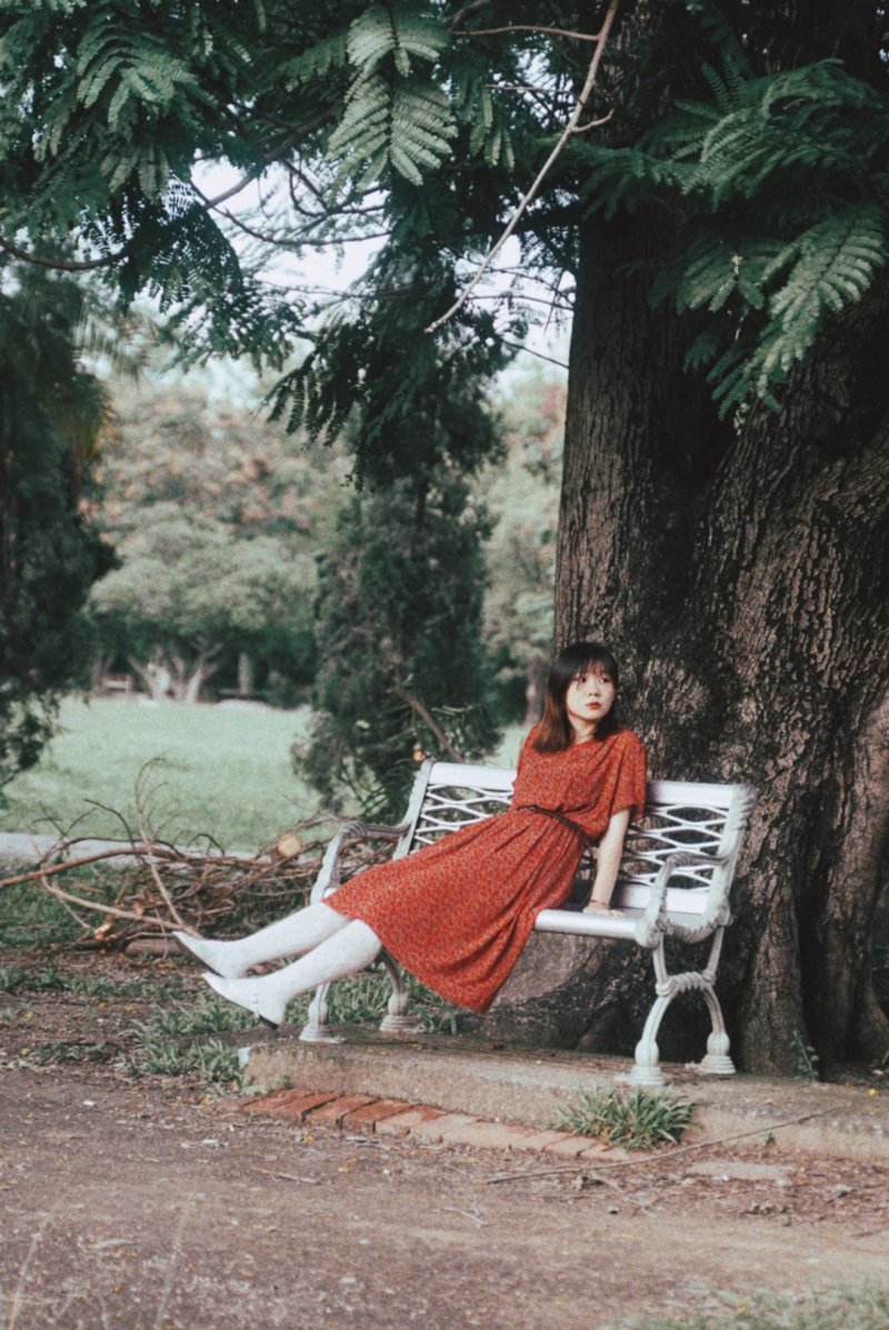 纯情百货行 古着 vintage 古着洋装 圈圈红洋装 - 洋装/连衣裙 - 聚酯纤维 红色