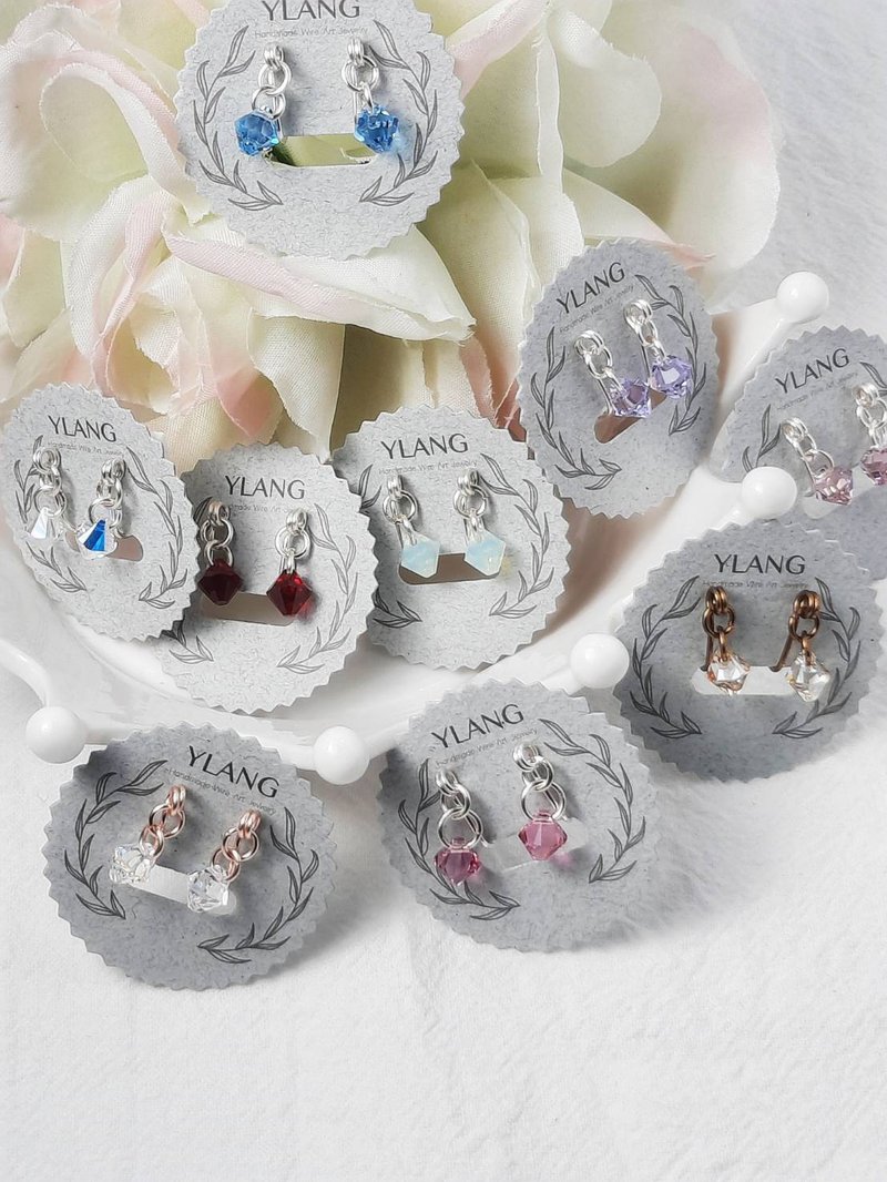 YLANG【玲珑耳钉】冷淡风仿耳钉夹 Swarovski 艺术铜线 - 耳环/耳夹 - 其他金属 多色